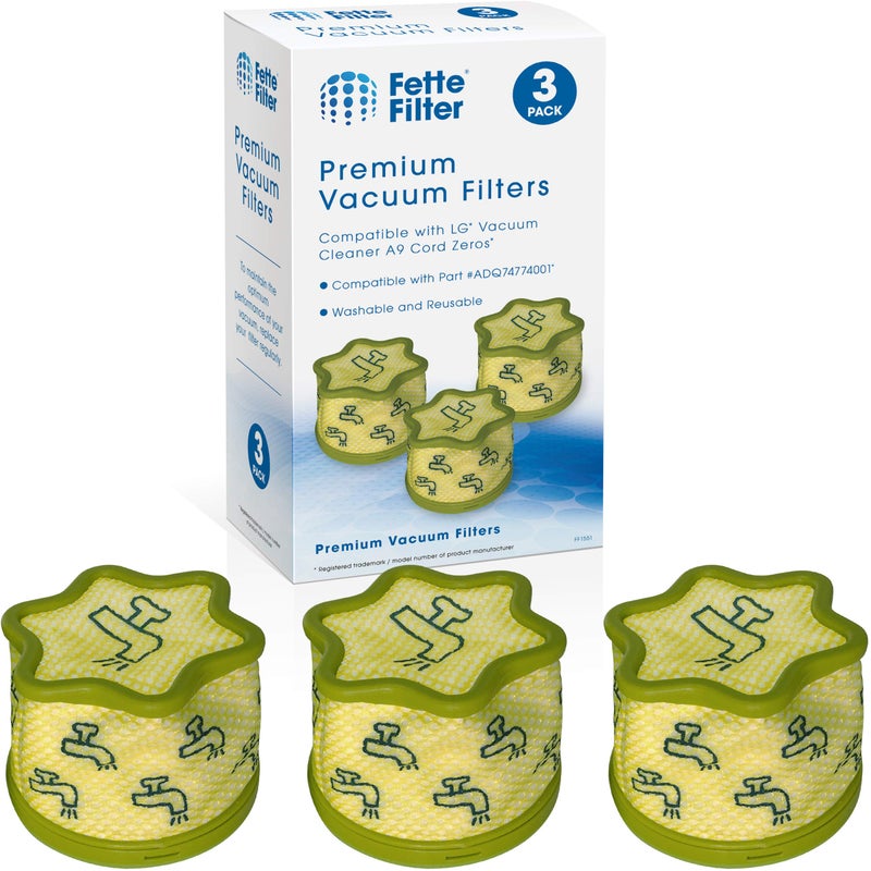 Fette Filter فلتر فيتي - فلتر مسبق بديل متميز A9 متوافق مع مكنسة LG A9 Cord Zero رقم الجزء # ADQ74774001 عبوة 3 - Image 5